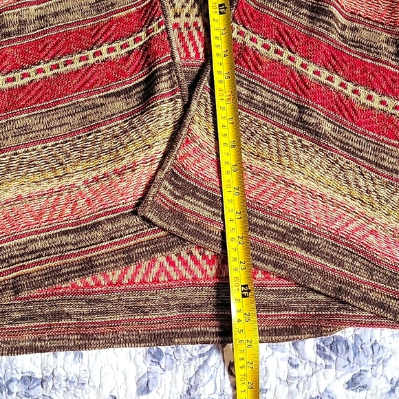 Women Linen Boho Cotton open front  Multicolor Striped Cardigan Sweater | size M - Picture 14 of 16
